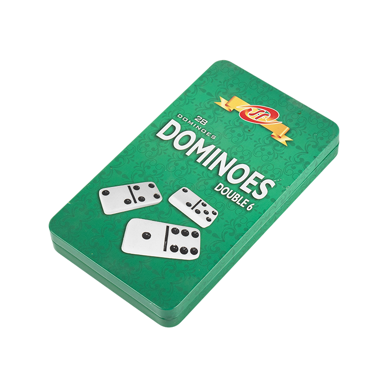 Standard Double Six Domino i Dark Blue Iron Box