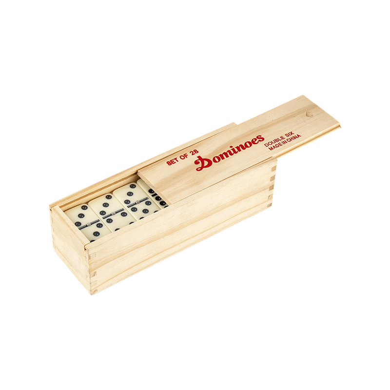 Dragbar dubbel 6 trälåda domino