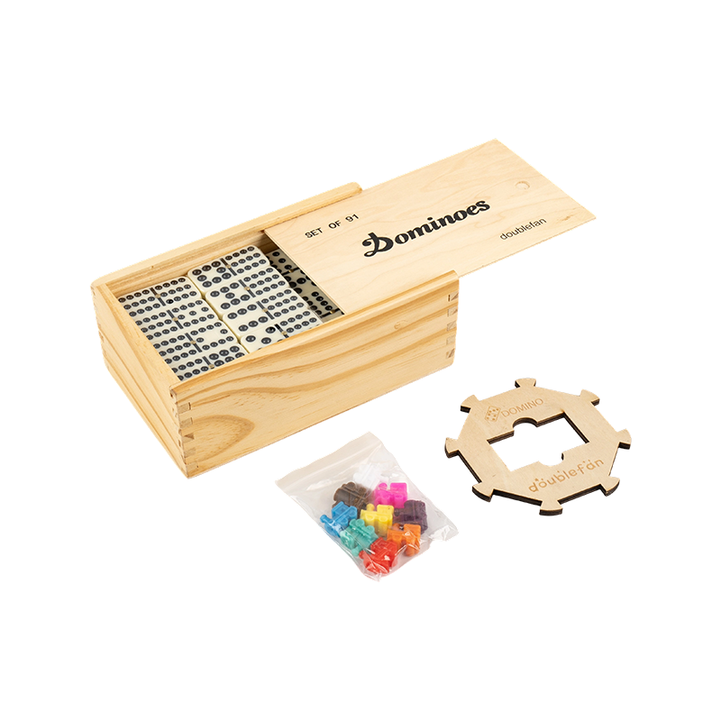 Naturlig trälåda Dubbel tolv domino