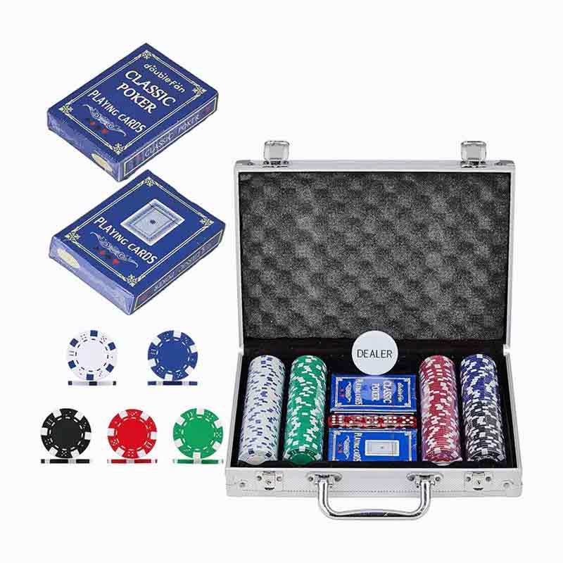 200-delad aluminiumlådan pokerchipuppsättning